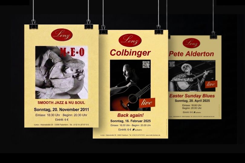 Veranstaltungsplaktae für die Kulturbar "Lenz" in Paderborn