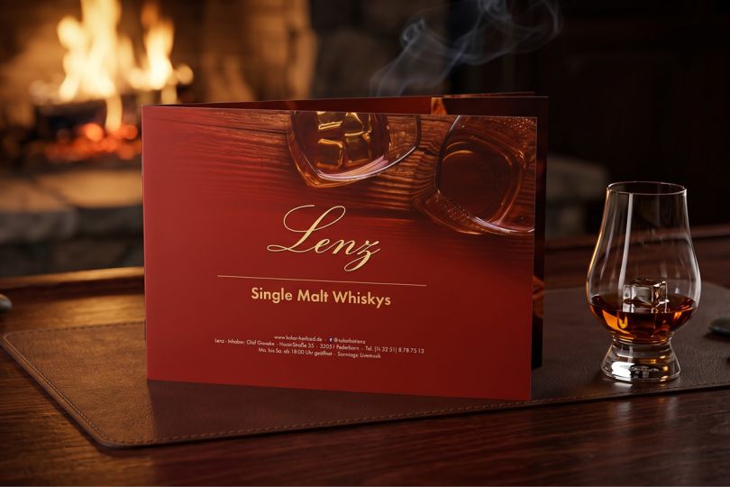 Whiskykarte "Kulturbar Lenz" - Bildgeneriereung mit KI-Unterstützung